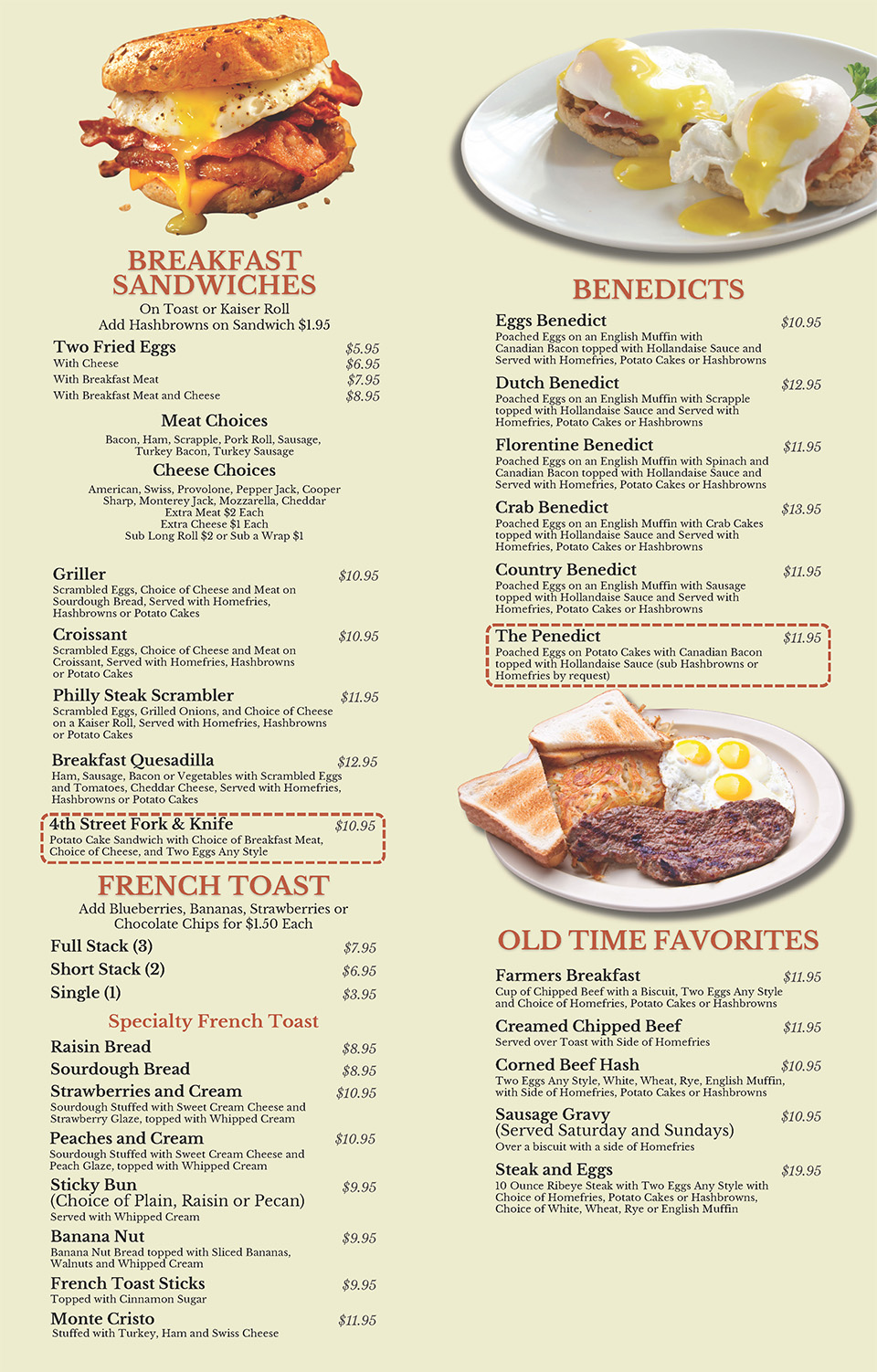 4th Street Cafe Menu Page 3