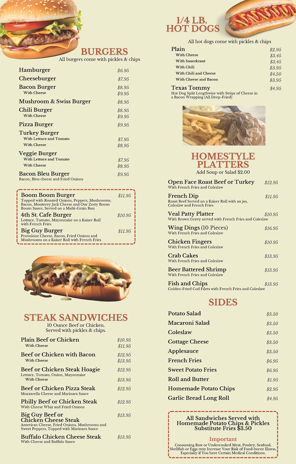 4th Street Cafe Menu Page 7